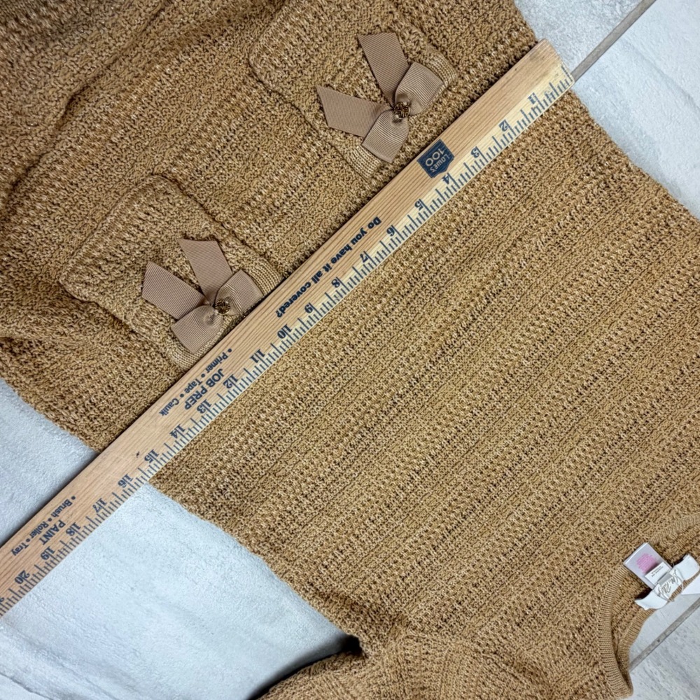 Lilly Pulitzer Rhys Sweater Dress Rattan Metallic Marl Tan Bow Pocket 020489 M - Picture 6 of 10